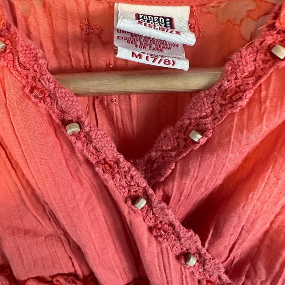 Coral Sleeveless Kids Dress - Picture 2 of 5